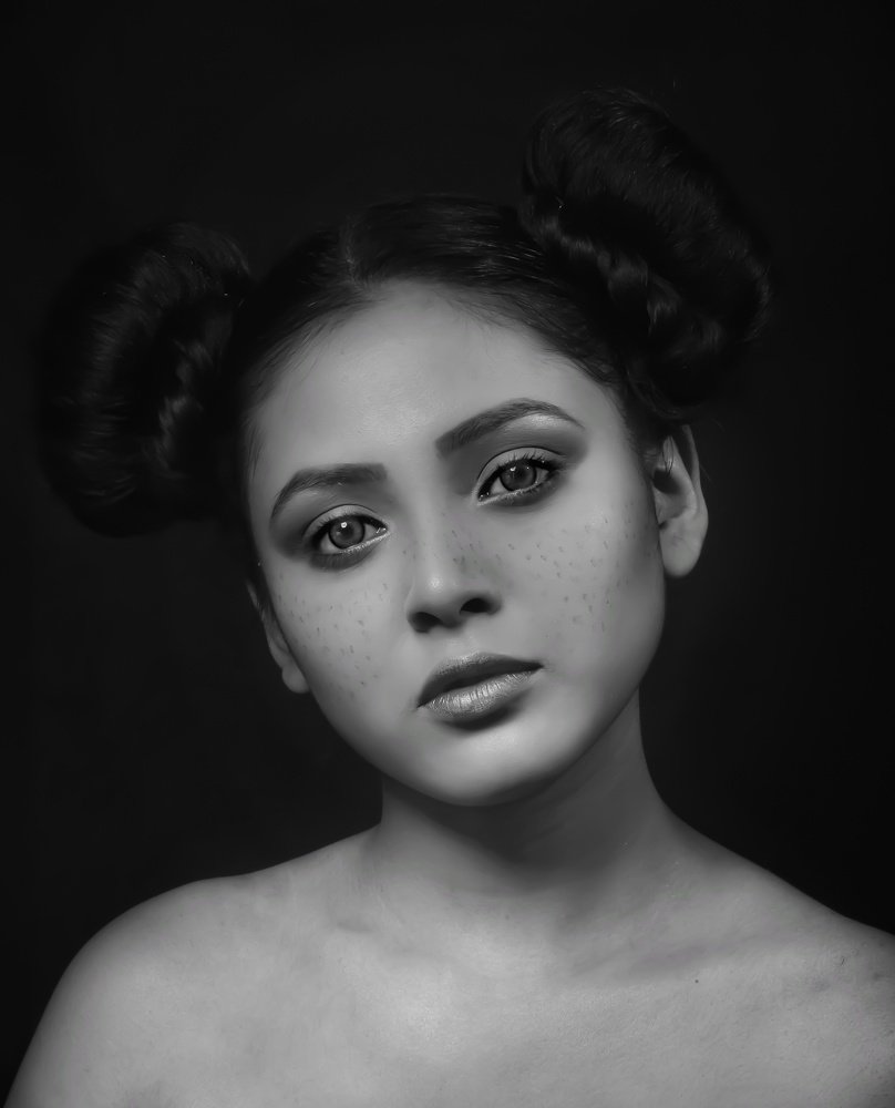 Black and white female portrait