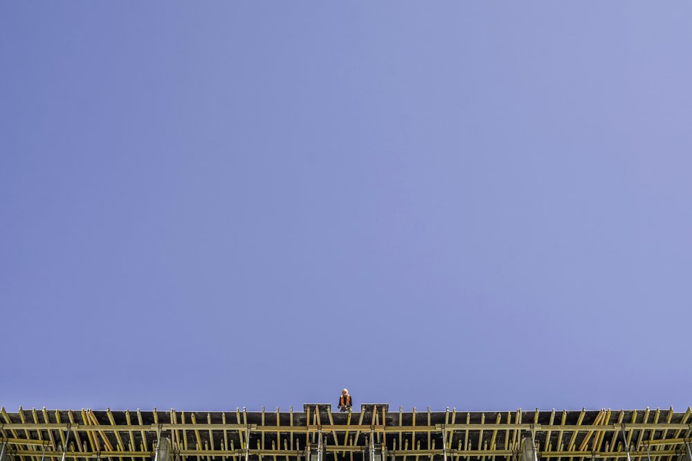 Big building, little man