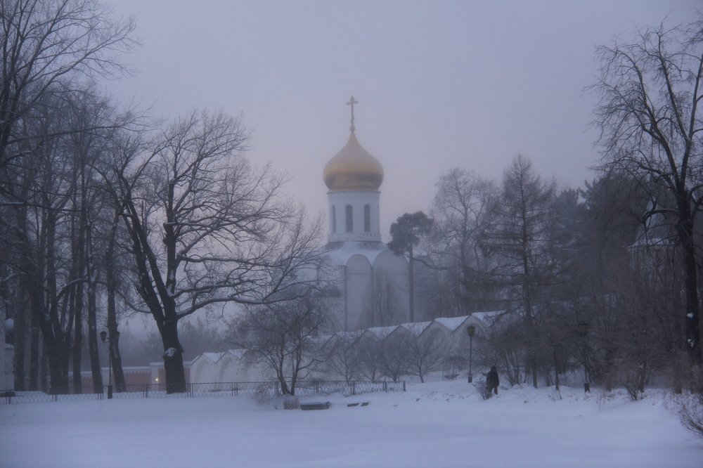 Морозный рассвет в Николо-Угрешском монастыре
