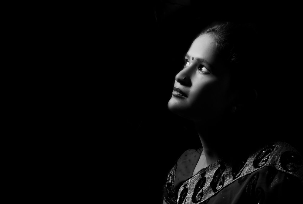 Black and white woman portrait