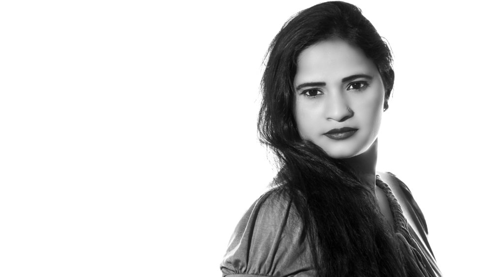 Black and white woman portrait