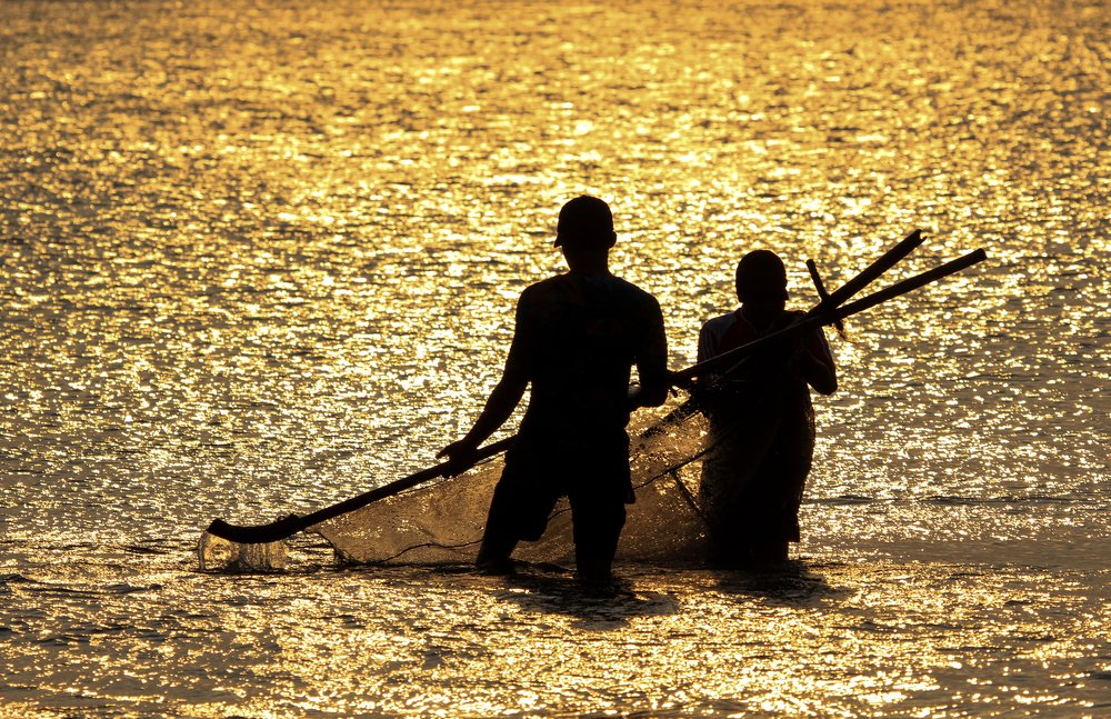 fishing nets on the beach