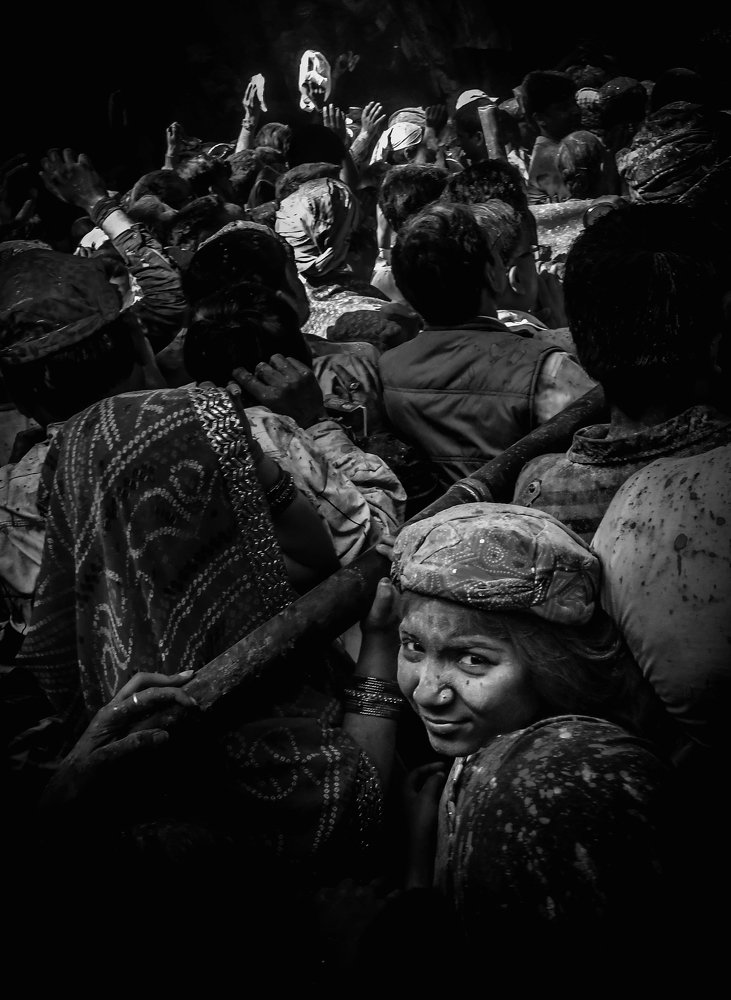 Indian Girl And Holy Color Festival