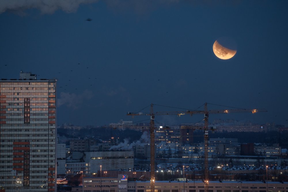 Лунное затмение 31.01.2018. Санкт-Петербург.