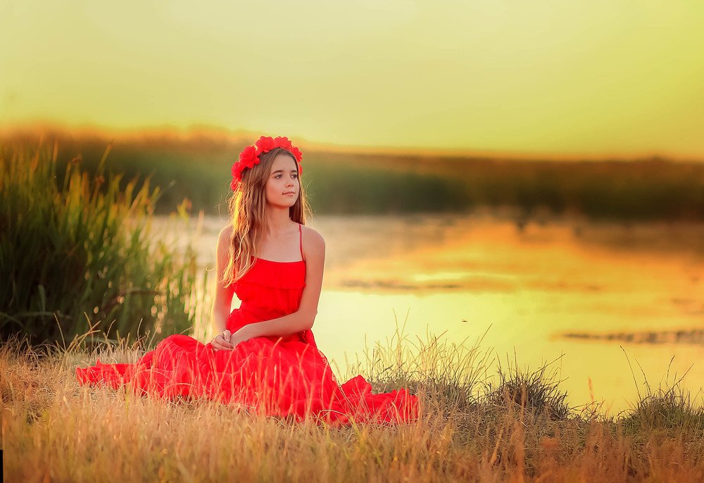 Sunset time by the lake