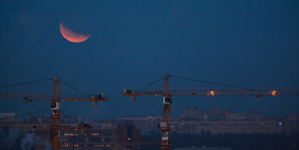 Лунное затмение 31.01.2018. Санкт-Петербург.