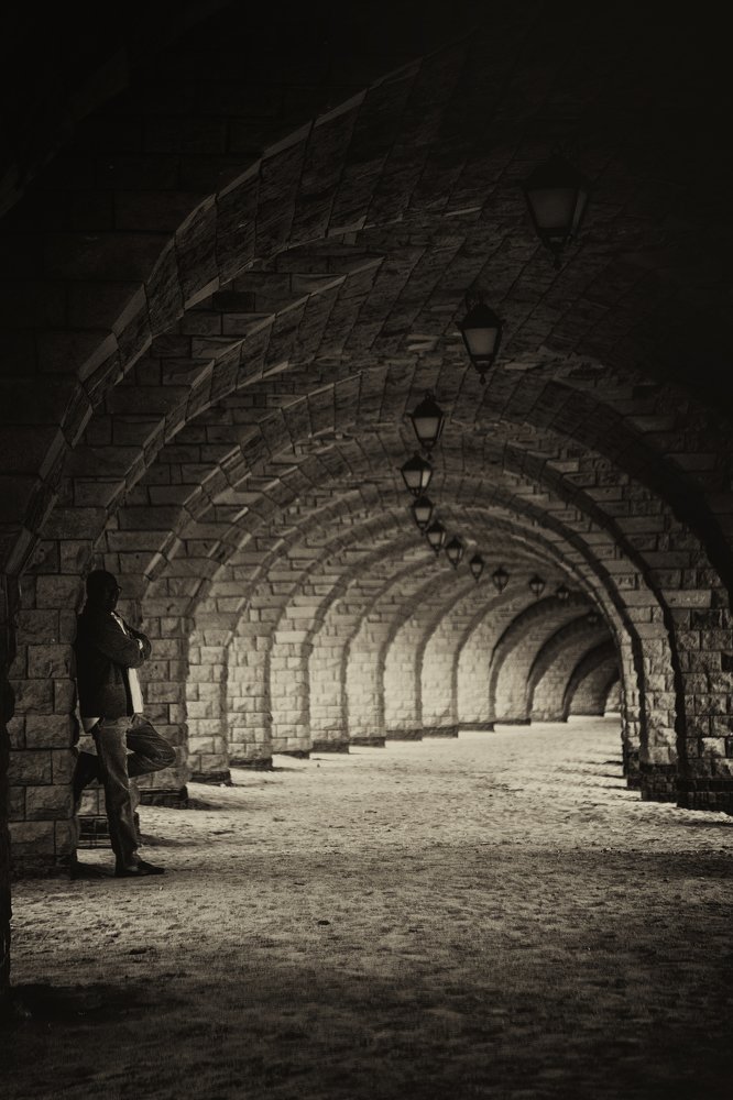 Man in Arches Sepia