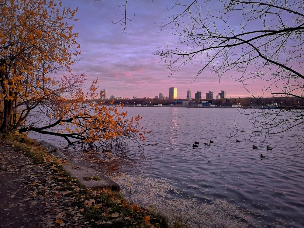 Рассвет на Химкинском водохранилище...