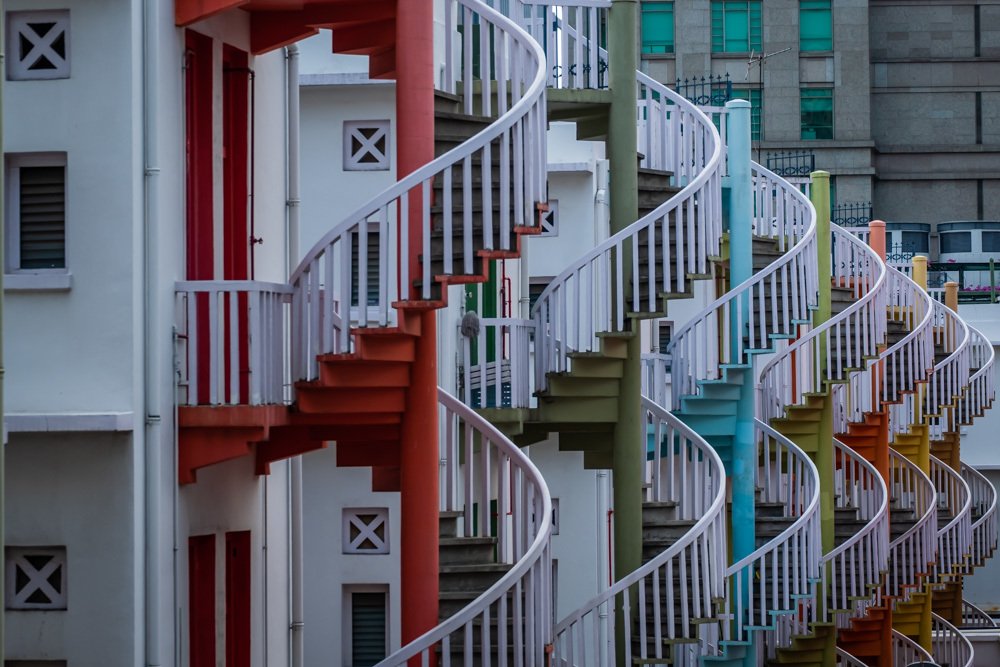 Colorful spiral stairs