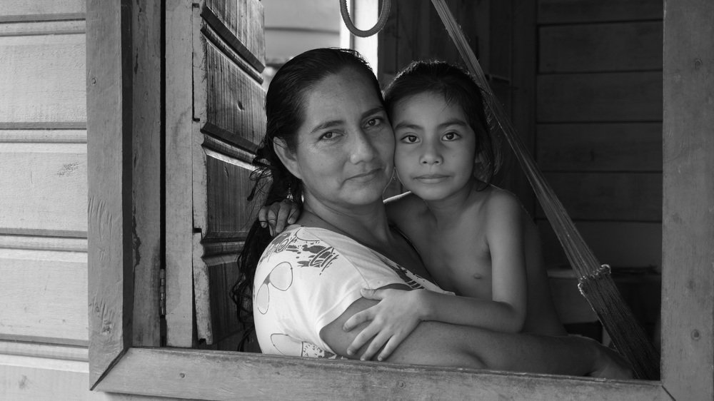 Native woman mother in Amazonia