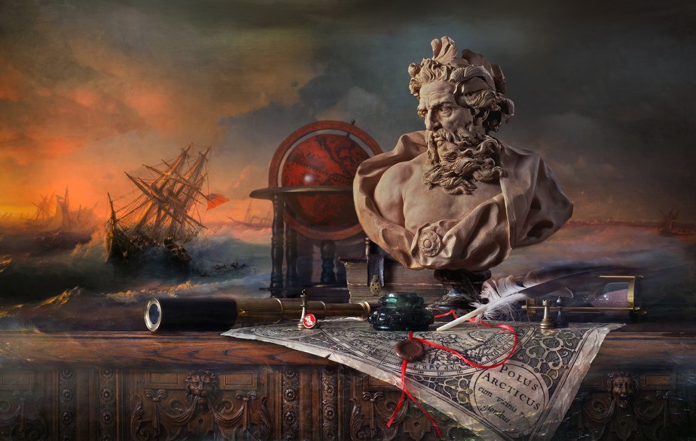 Натюрморт с бюстом Нептуна