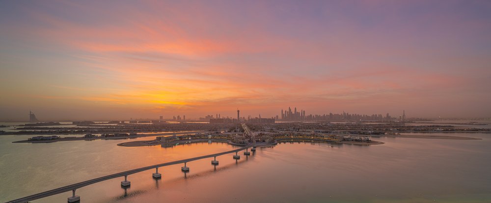 Palm Jumeirah island in the early morning