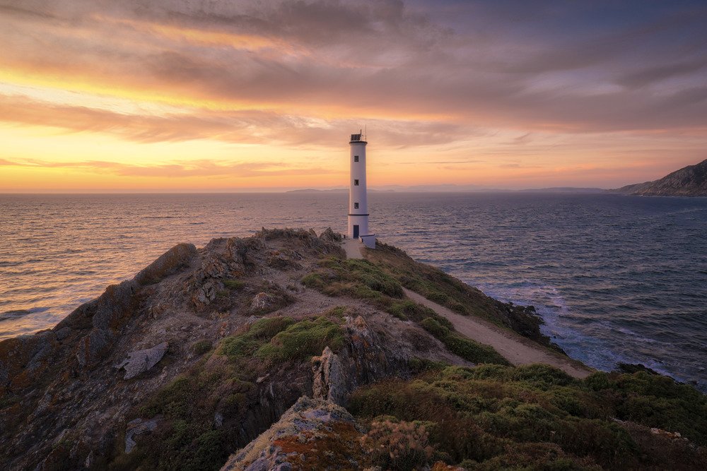 Sunset guiding the lighthouse
