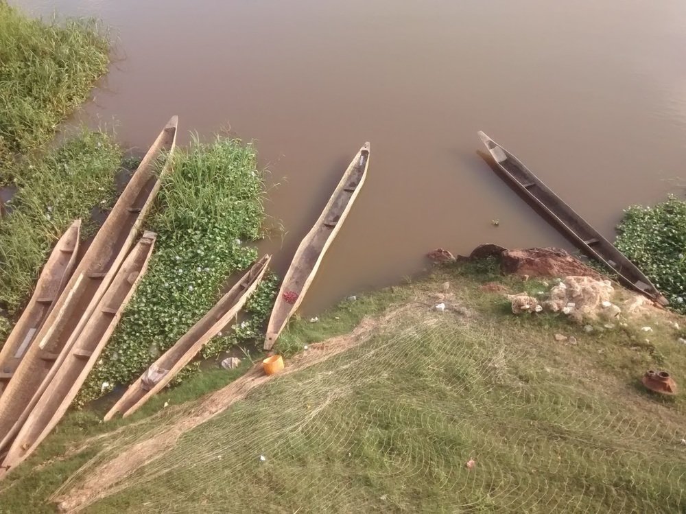 Pirogues at the Oubangui River in Central African Republic
