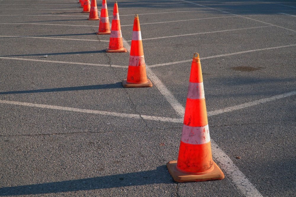 Street cones alligned