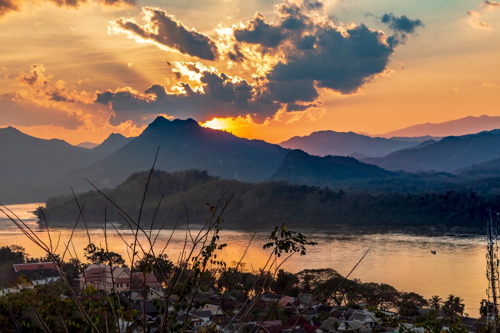 Beautiful mountain view at sunset