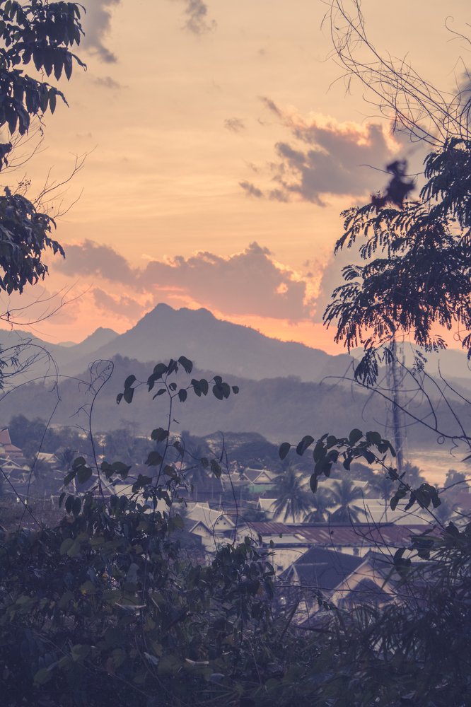 Beautiful mountain view at sunset