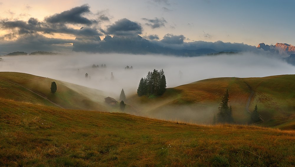 Alpe Di Siusi at sunrise.