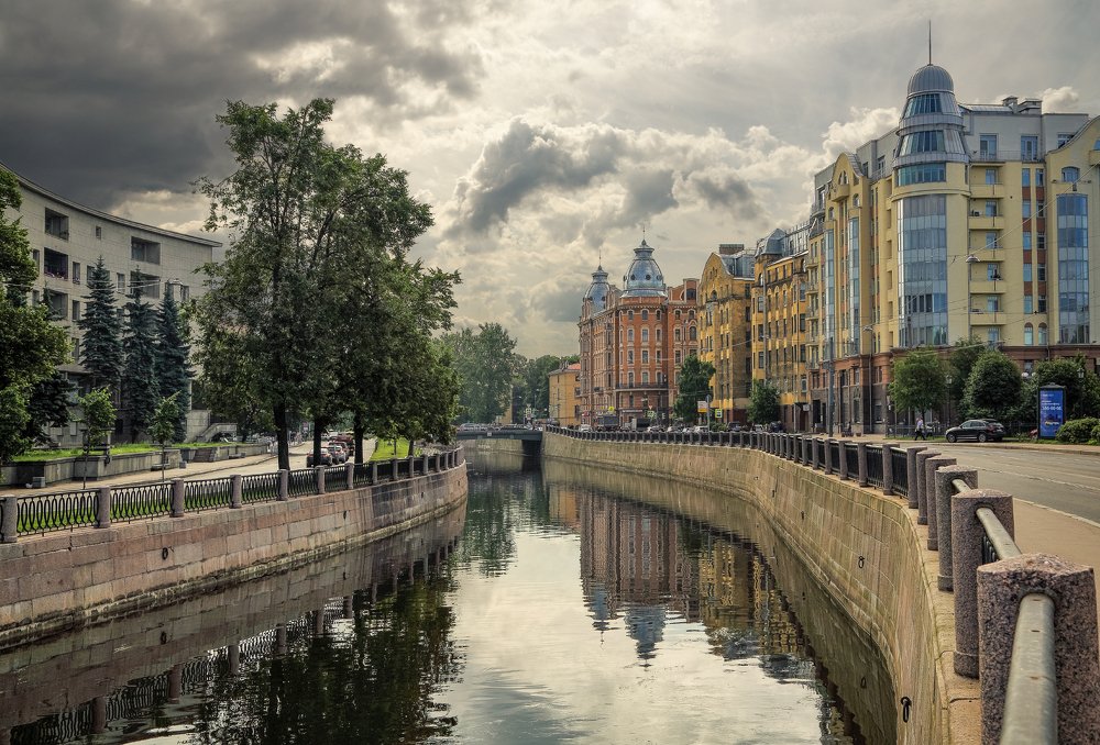 Karpovka river in St. Petersburg