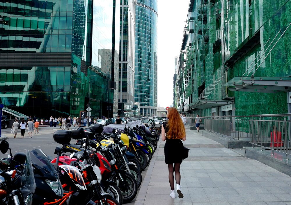 Redhead in the city.