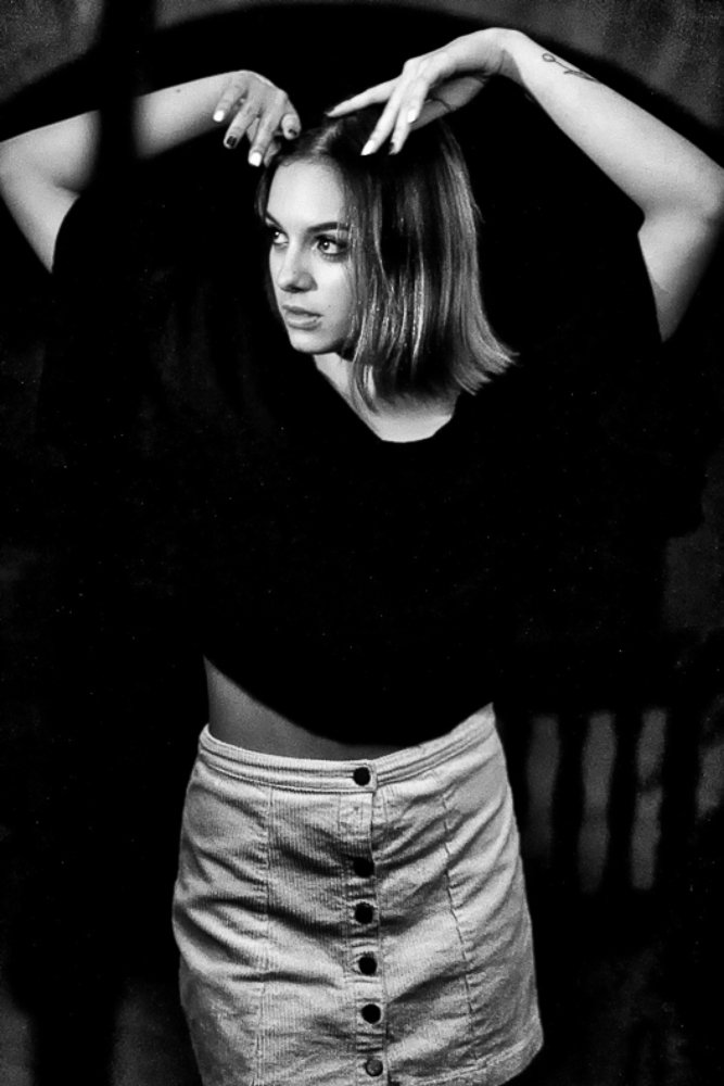 Black and white woman portrait