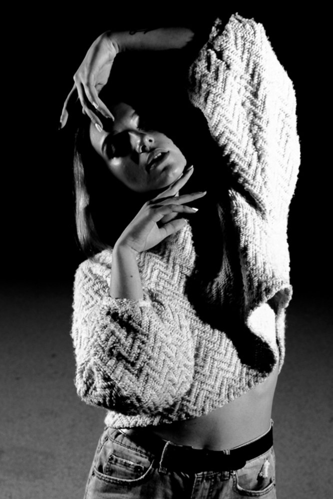 Black and white woman portrait