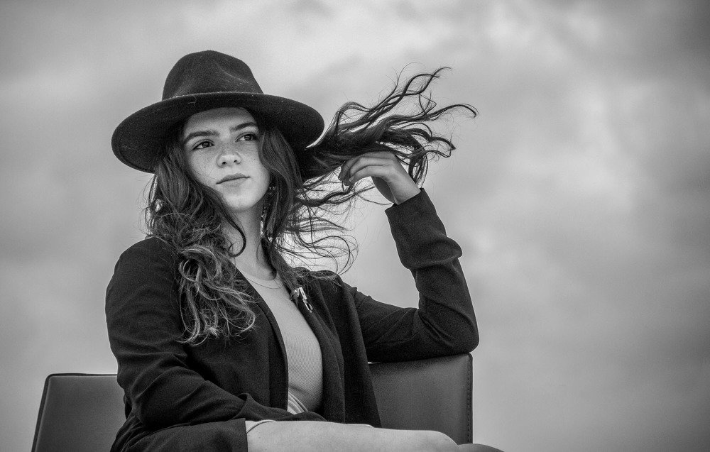 Black and white woman portrait