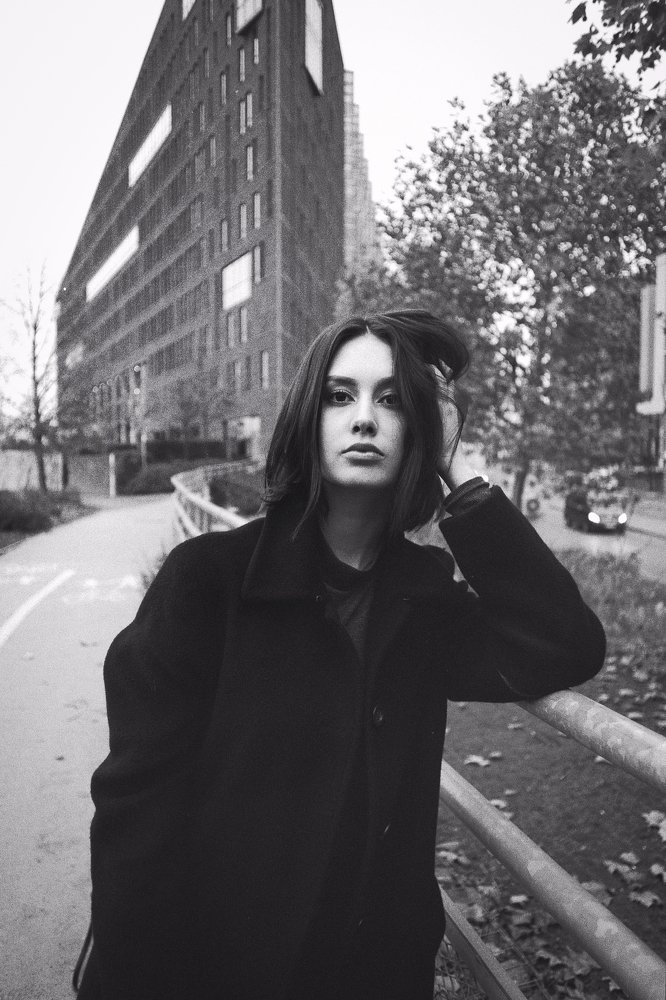 Karina B&W portrait in Prague