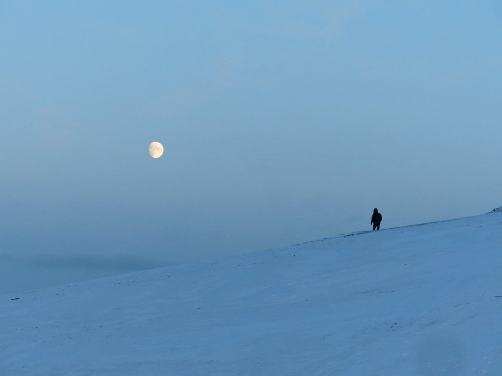 A man and moon.