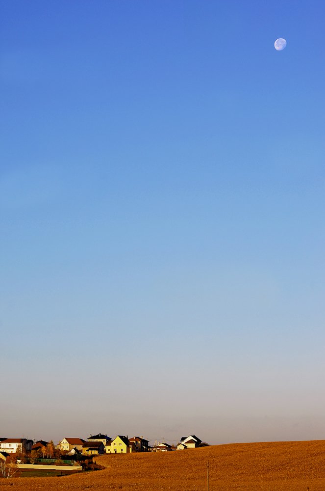 Утренний пейзаж с Луной.