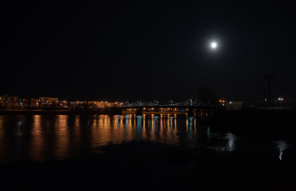 Moon over the city of Tver