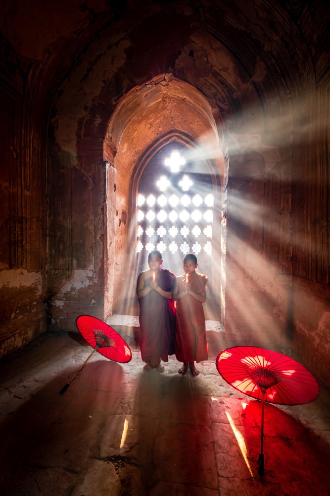 Novice monks in Ancient Temple