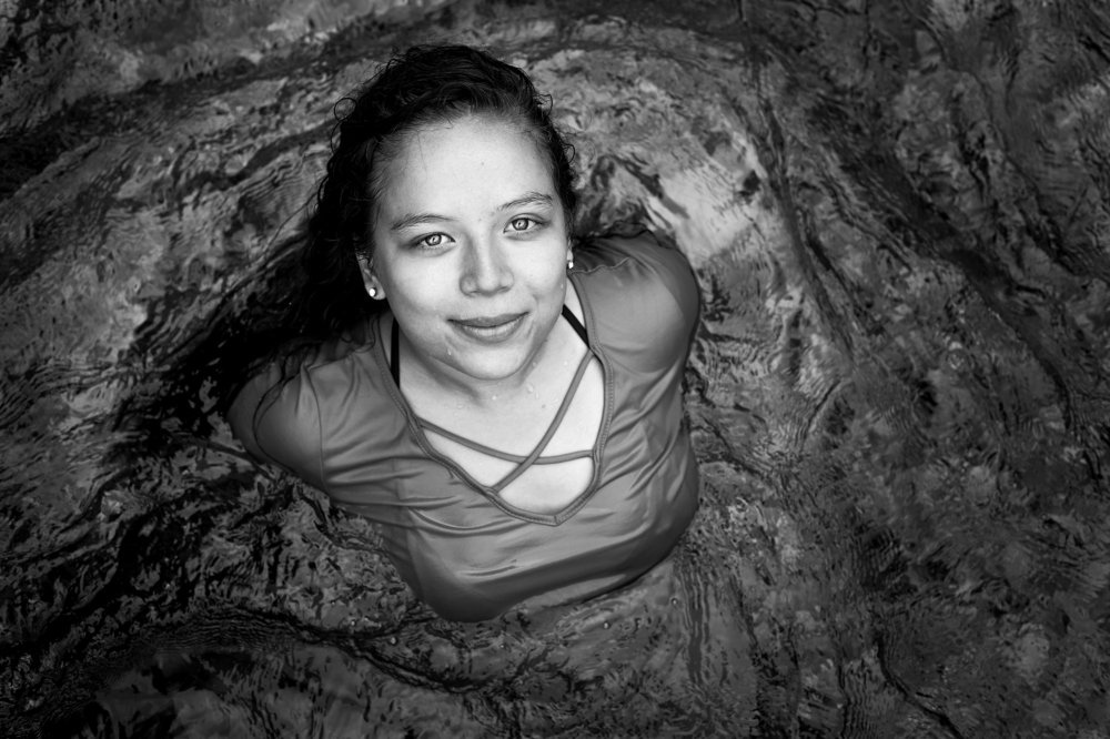 Black and white woman portrait