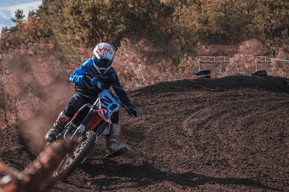 Motocross rider in action