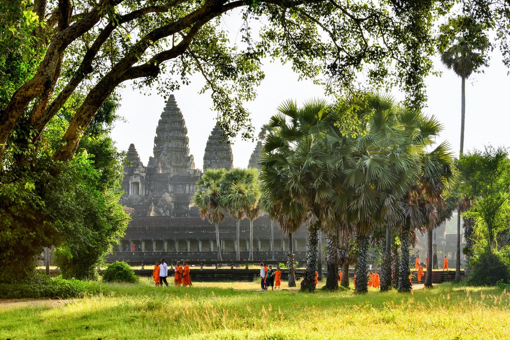 Monks in Angkor Wat temple
