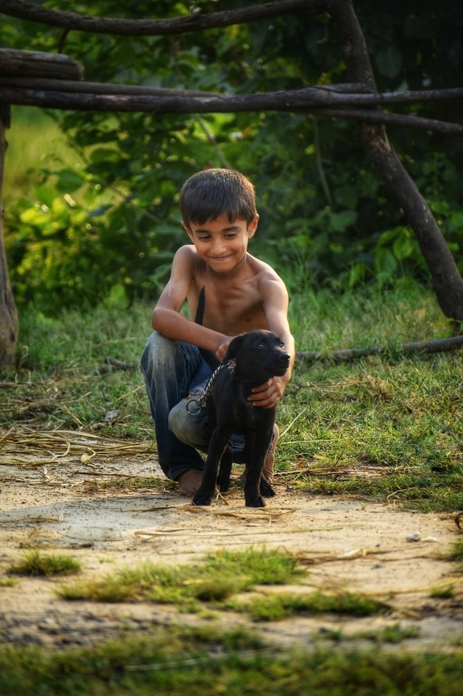 Portrait with dog-Friendship