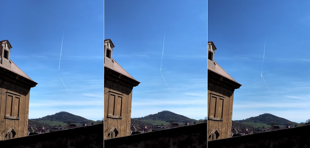 Триптих. Воздушные часы показывают 5 часов.