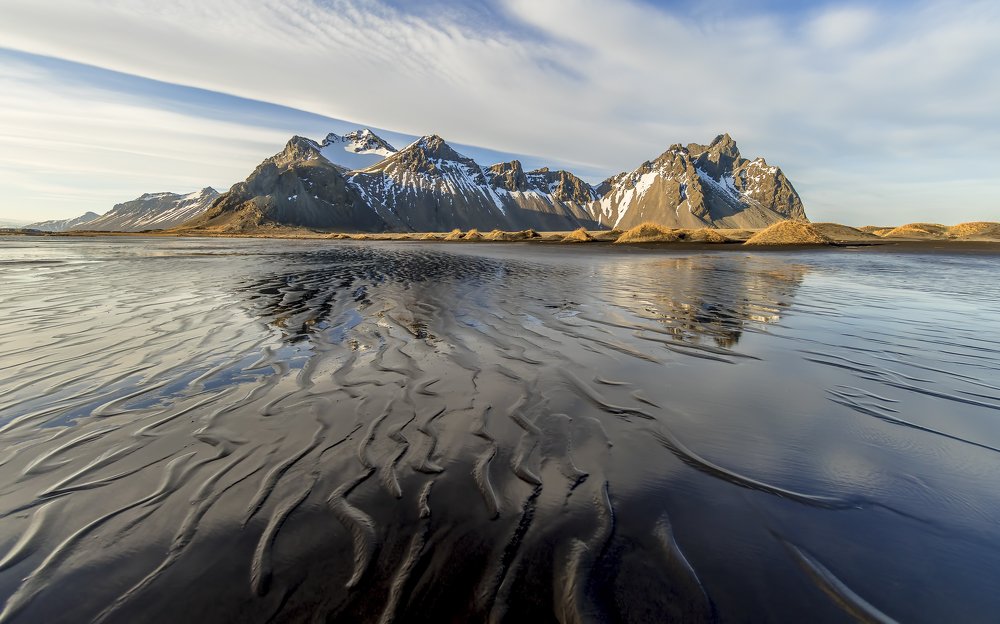 Black sand of Stokksnes. Iceland