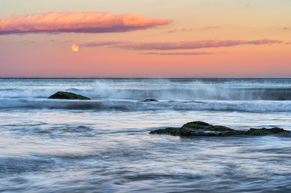 Super Moon and Sunset at Sozopol Town Beach