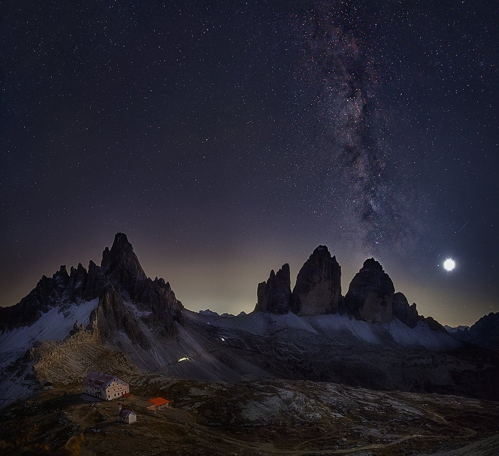Tre Cime in the night.