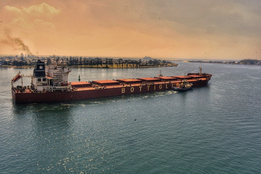 Ship in motion to reach high sea