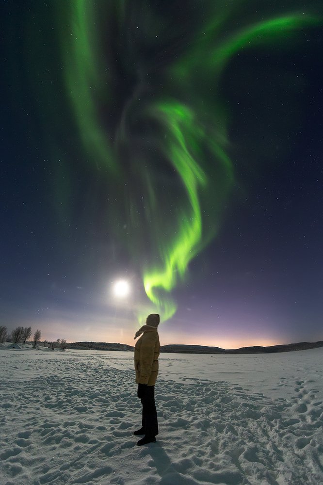 Full moon aurora borealis