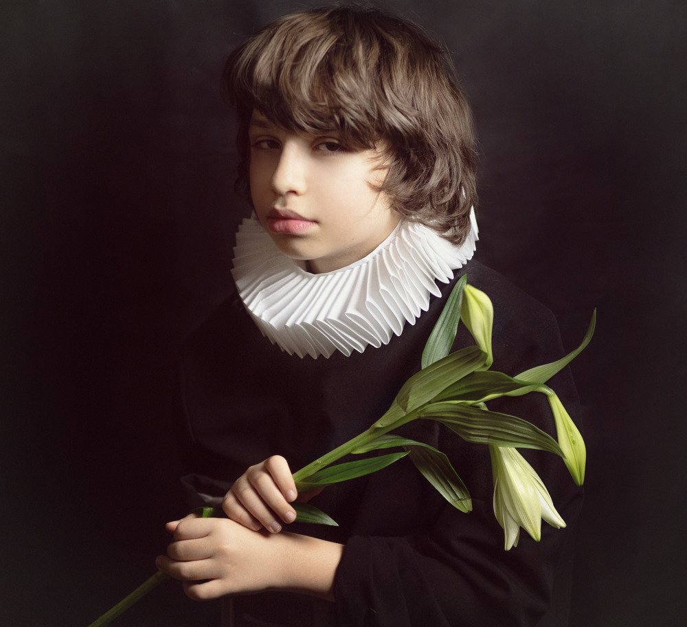 Boy with lilies
