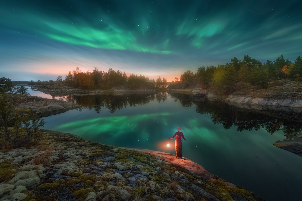 Октябрьские сияния на Ладоге...
