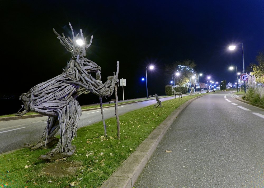 ski training in deserted streets