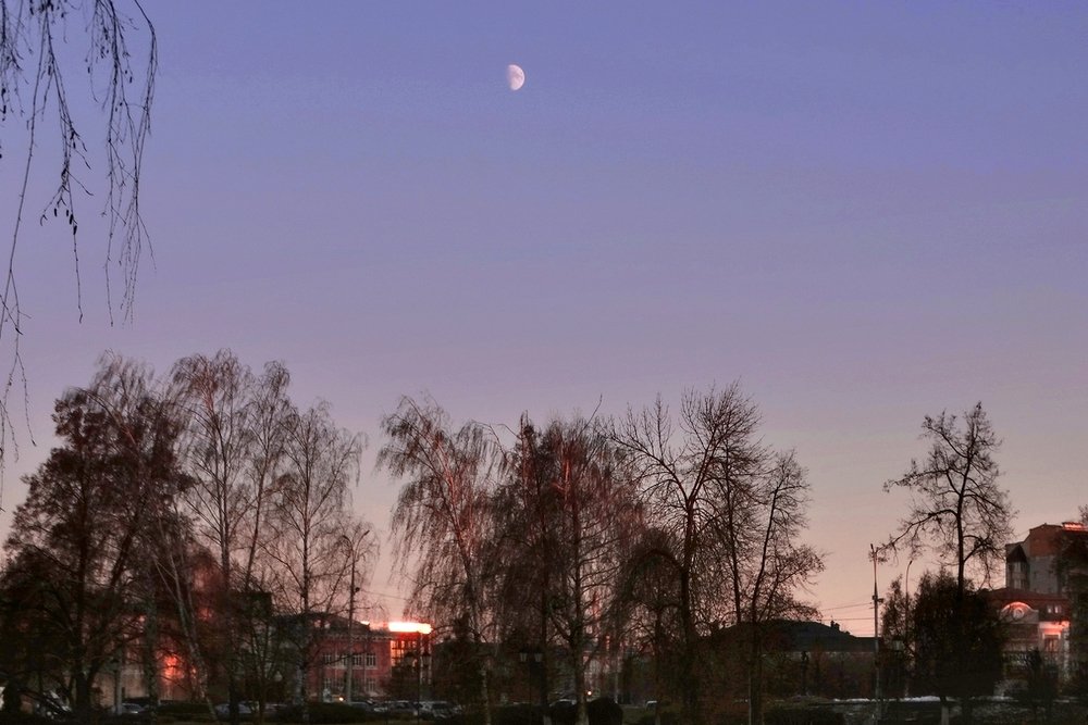 Луна над вечерним городом