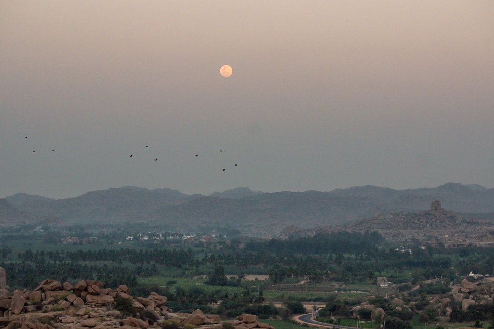 The night of Holi festival, Hampi, India
