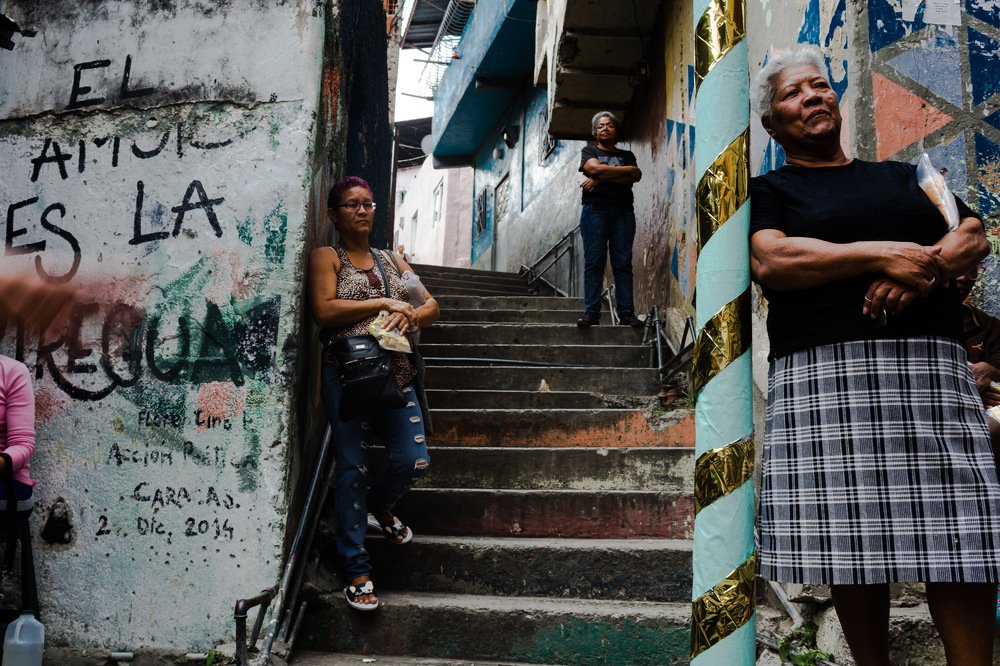 Women on the stairs.
