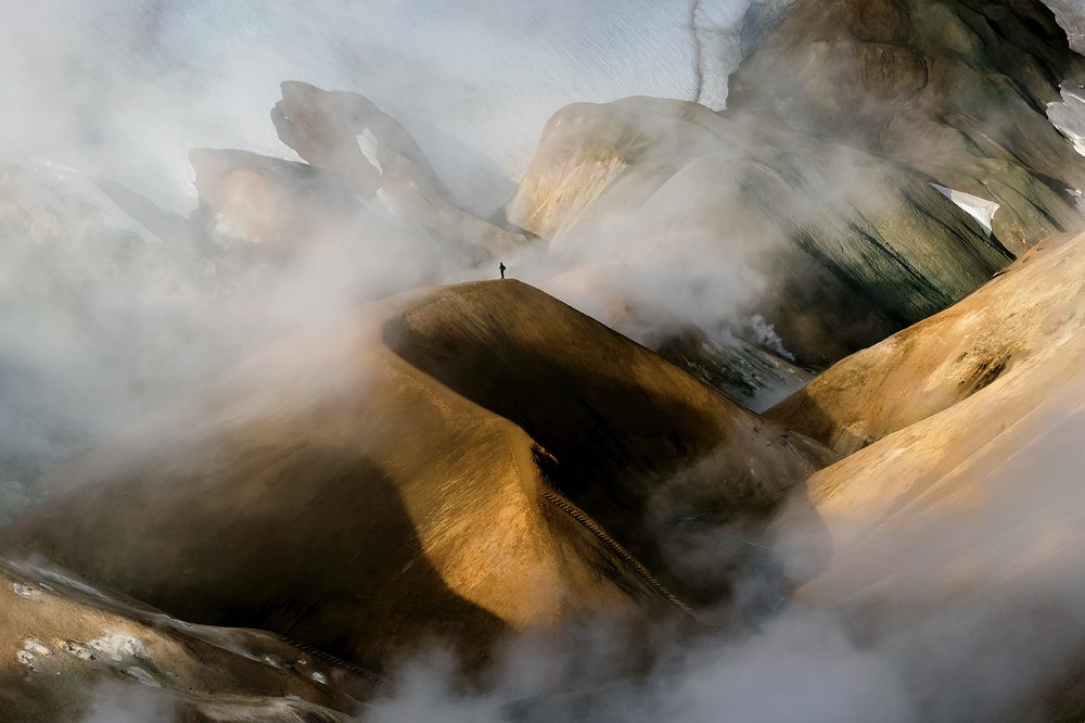 Hikers on a path in Kerlingafjöll