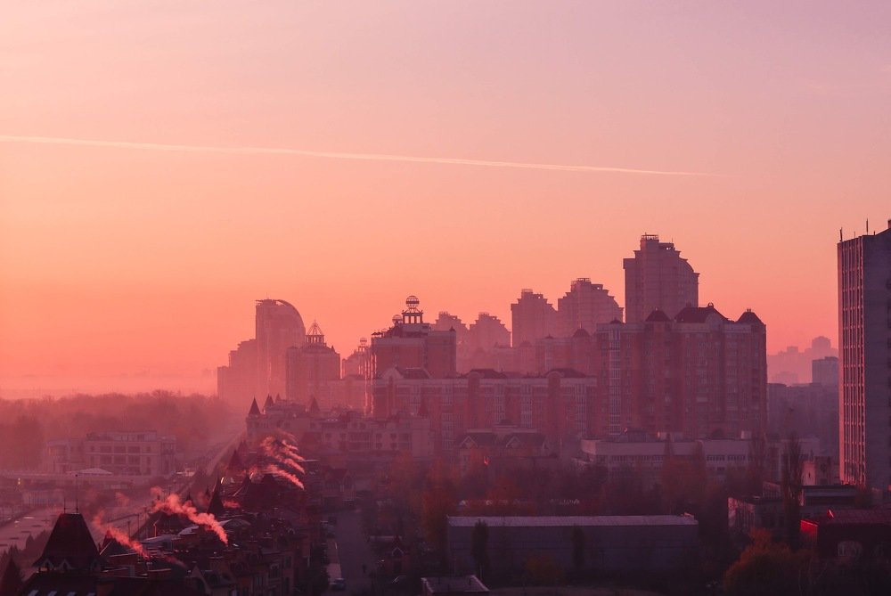 Foggy sunrise in Kiev